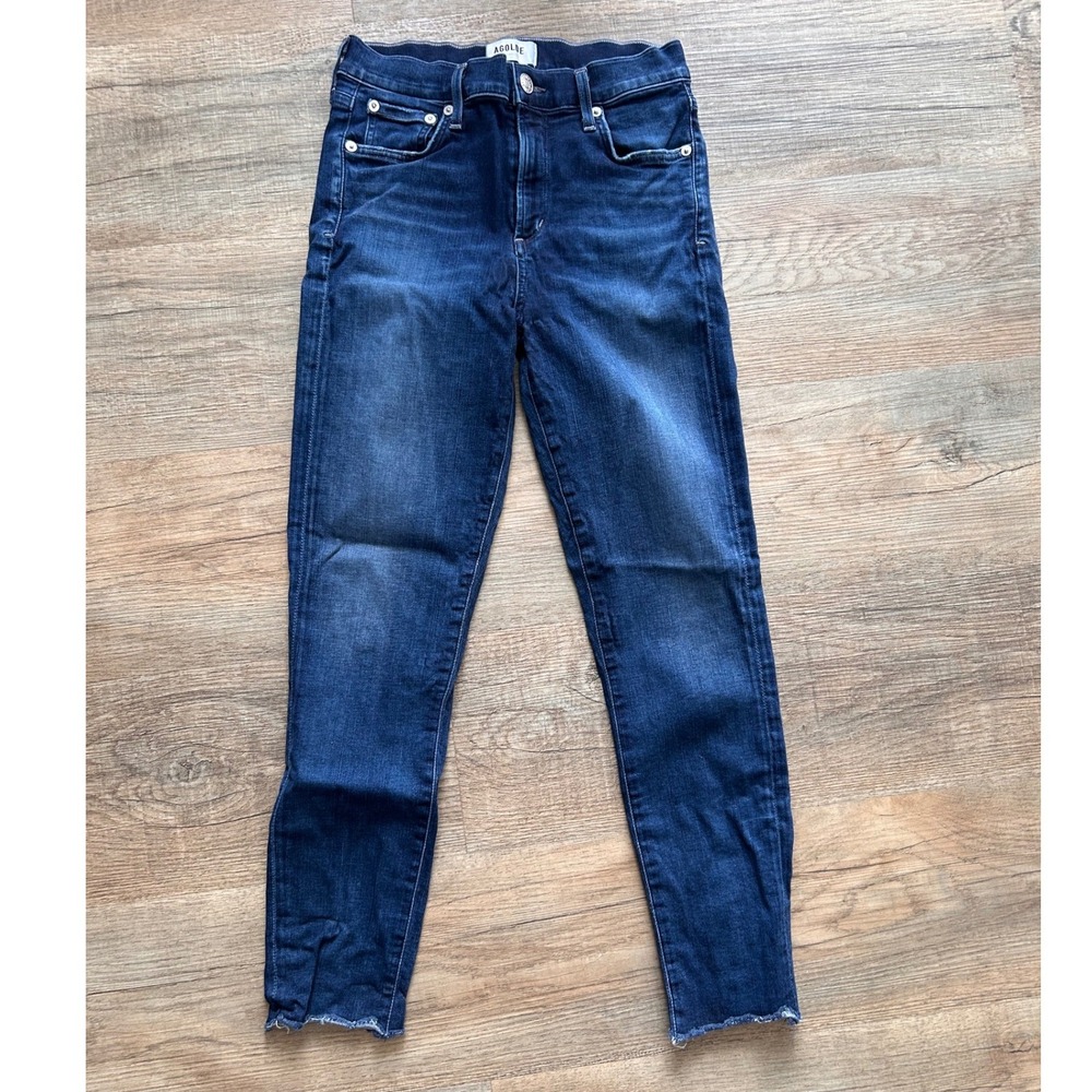 AGOLDE Sophie Crop Skinny Jeans Dark Wash Raw Hem A018-2022 Size 26